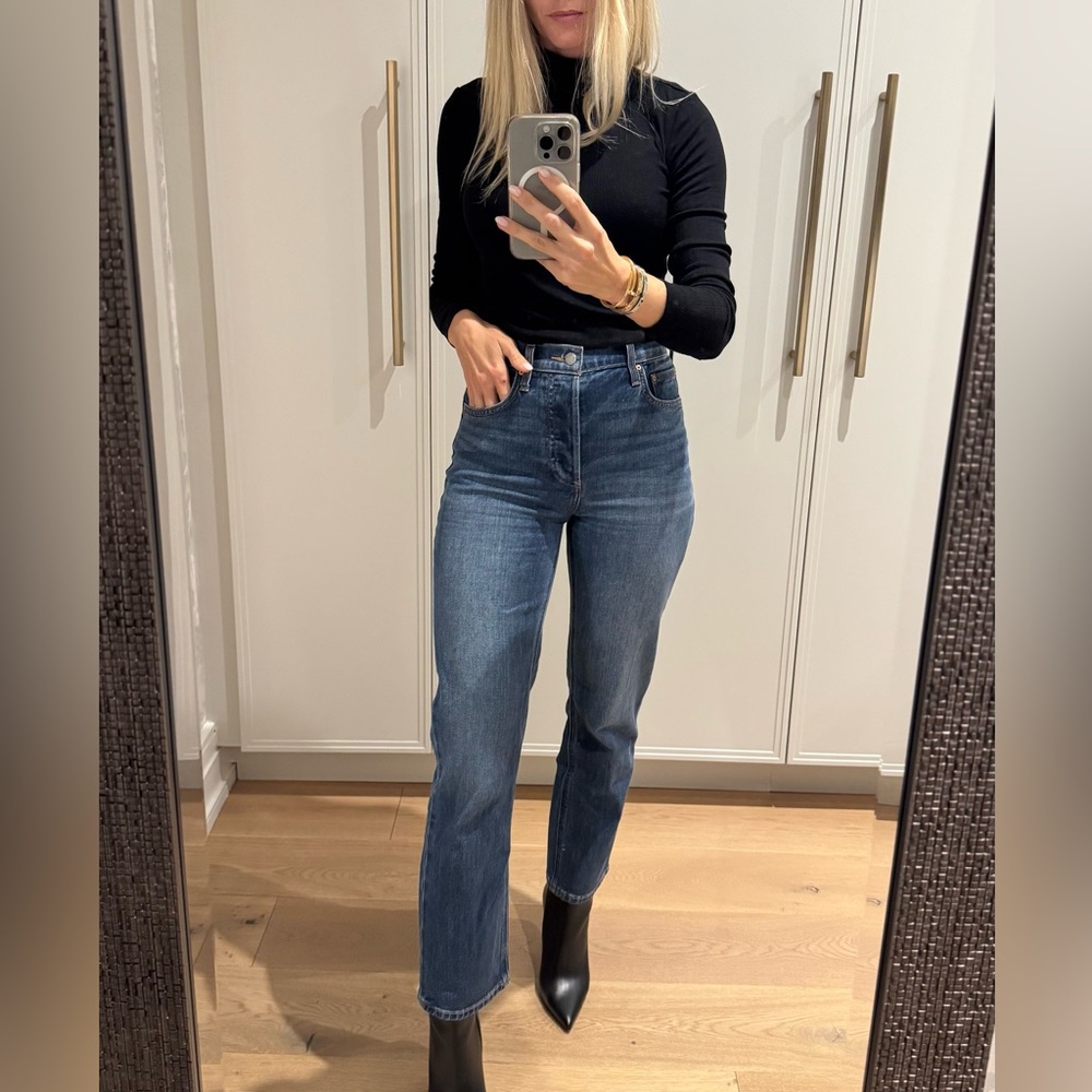 Denim Forum The Arlo High Rise Straight 28L Blue Jeans